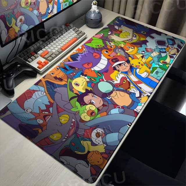 Potdemiel XXL-Mauspad mit Pokemon-Familienmuster in Multicolour für Gamer und Büro - Bild 1