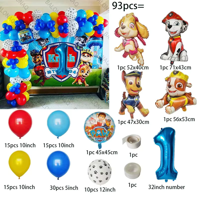 Paw Patrol Ballon Set mit 93 Teilen für Kindergeburtstage und Partydekoration in Mehrfarbig - Bild 2