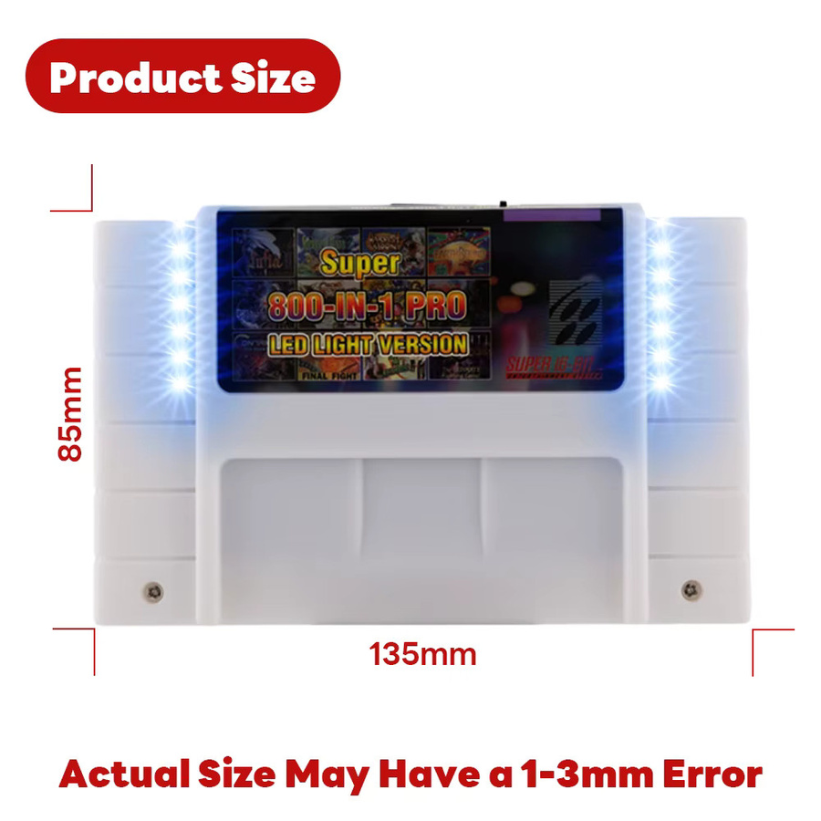 EVERDRIVE Retro LED-Lichtversion 800 in 1 SNES 16-Bit Spielekonsole Cartridge Game Card in Weiß für USA, EUR und Japan Konsolen - Bild 3