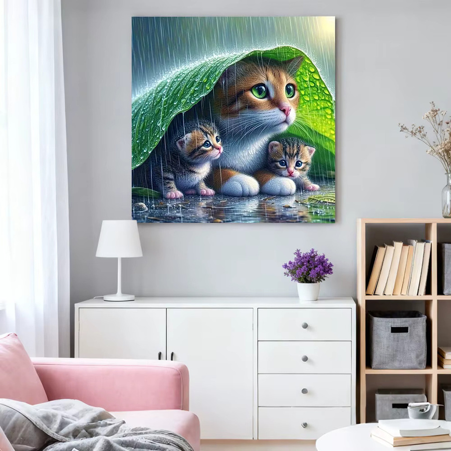 HUACAN Diamant-Mosaik 5D Katze Tier Set mit Rundsteinen in Multicolour, B/H: 20 x 20 cm - Bild 3