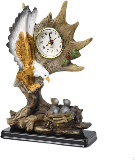 Moonice Tier-Skulptur-Uhr Eagle in Braun als Vintage Tischdekoration für dein Wohnzimmer oder Café - Bild 1