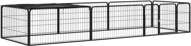 vidaXL 8-teiliger Hundelaufstall aus pulverbeschichtetem Stahl in Schwarz B/H: 100 x 50 cm - Bild 1