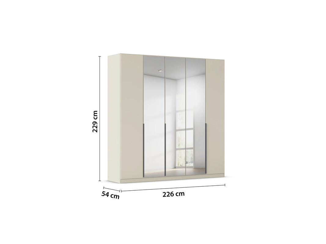 RAUCH Drehtürenschrank Alabama mit Spiegel in Beige-Champagner und grauen Griffen, B/H: 226 x 229 cm - Bild 3