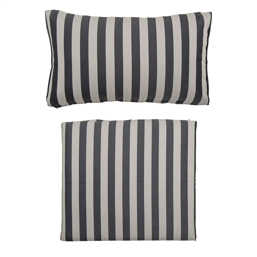 Bloomingville Kissenbezüge Mundo aus Polyester, schwarz-weiß gestreift, Set aus 2 Stück, Breite: 58 cm x Tiefe: 58 cm x Höhe: 9 cm - Bild 1