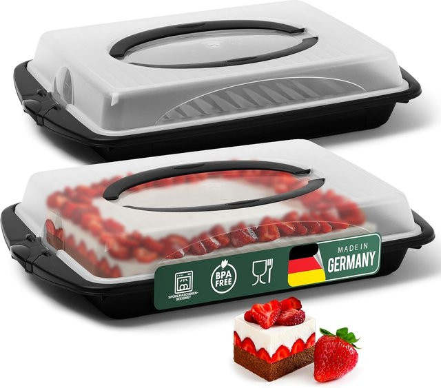 Novaliv 3er-Set Kuchen-Transportboxen aus Kunststoff, transparent, B/T/H: 45 x 30 x 9 cm - Bild 1