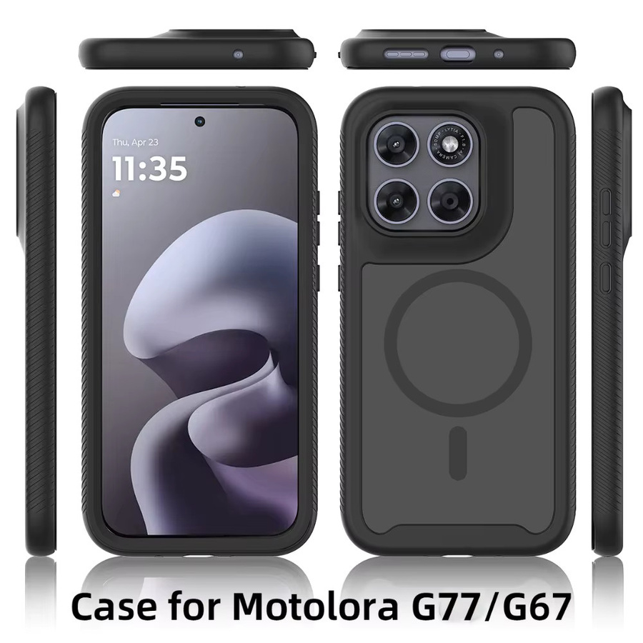 Robuste Panzer-Magnet-Hülle für Motorola Moto G87 G77 G67 G17 G06 G56 G86 Power 5G mit Soft-Touch-Bumper und Fallschutz in Schwarz und Grün - Bild 2