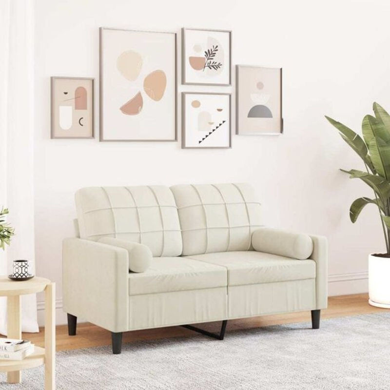 Vidaxl 2-Sitzer-Sofa aus Samt mit Zierkissen in Beige, Modernes Design mit Metallgestell, Breite: 120 cm - Bild 1