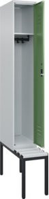 C+P Spind Classic PLUS Garderobenschrank mit Sitzbank, 1 Abteil, Lichtgrau, B/T/H: 212,0 x 30,0 x 81,5 cm - Bild 1