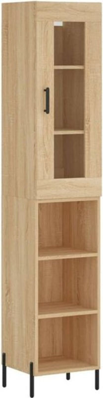 Highboard Vidaxl Sonoma-Eiche Braun mit Drehtüren im Industrial- und Skandinavischen Stil, B/T/H: 34,5 x 34 x 180 cm - Bild 1