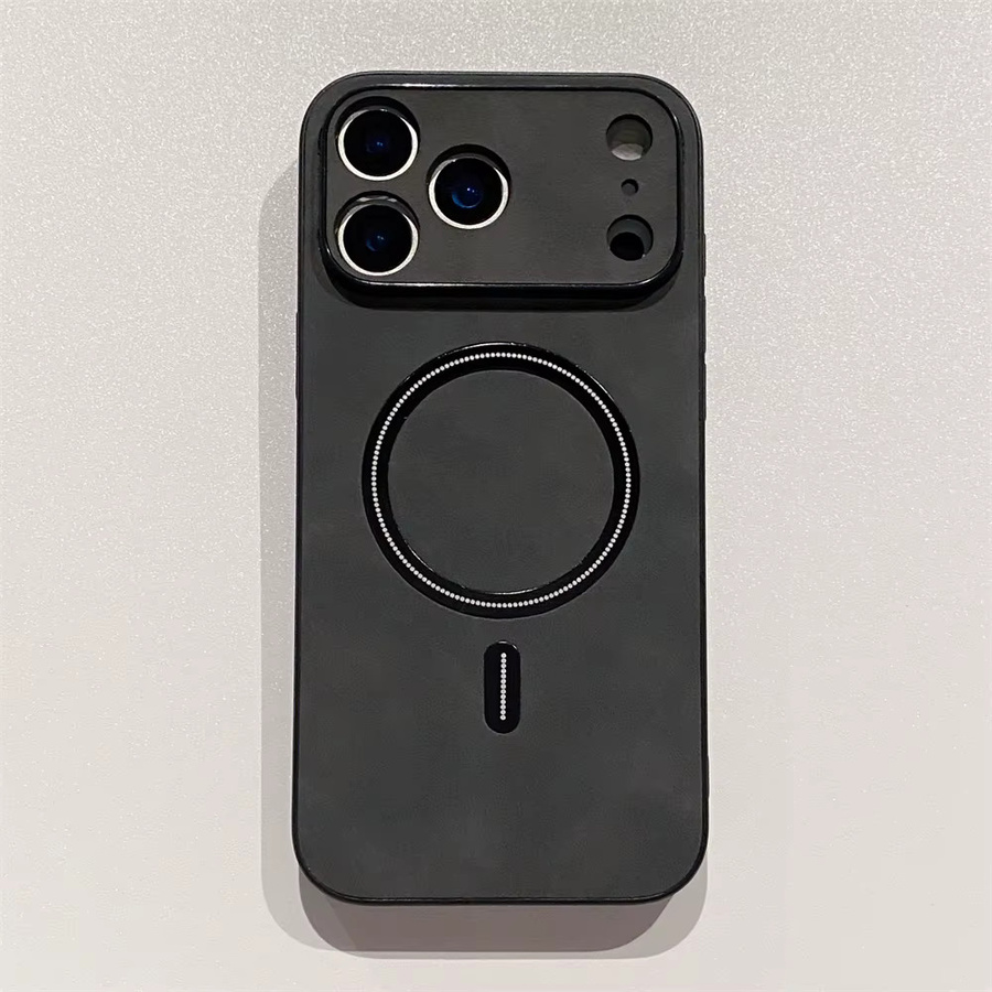 Xeber Luxus Matte Leder Hülle mit MagSafe Magnetischer Drahtloser Ladefunktion für iPhone 11 bis 17 Pro Max Plus, stoßfest, Schwarz oder Rot - Bild 2