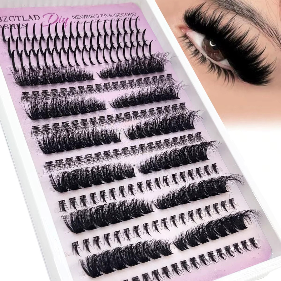 AMSDCN Cluster-Wimpern links & rechts, 60D-200D, Volumen-Wimpern-Cluster mit Spikes - Bild 5