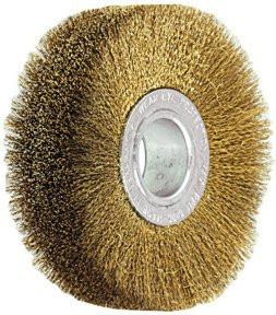 Lessmann Draht-Rundbürste aus Messing mit 0,15 mm Drahtstärke, Farbe Gold, Durchmesser: 80 mm, Besatzbreite: 22 mm - Bild 1