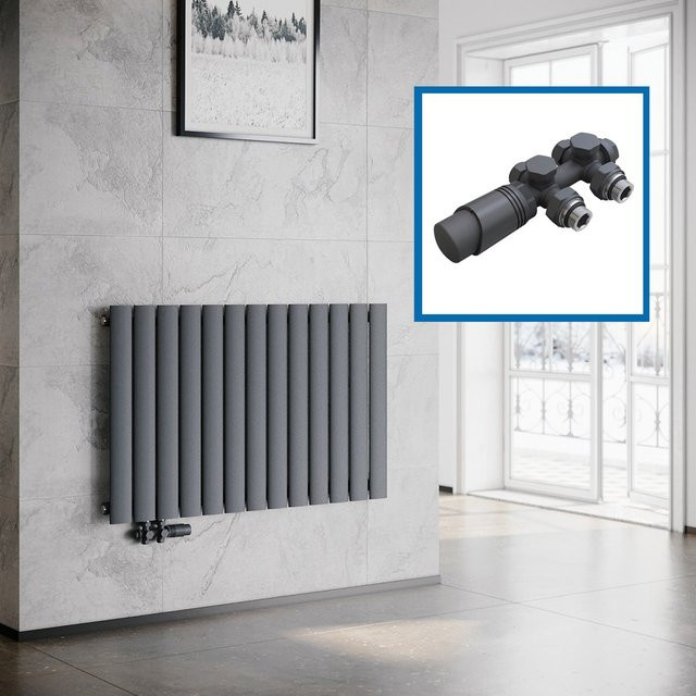 SONNI Flach Heizkörper Paneelheizung Wandheizung in Anthrazit, B: 100,1 cm, H: 63,0 cm - Bild 1