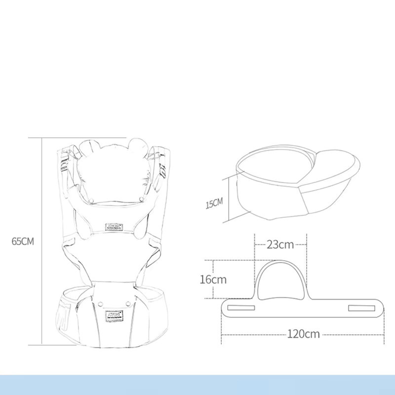 Ergonomische Baby-Hipseat-Trage von dajinbear in Grau mit nach vorne gerichteter Trageweise - Bild 3