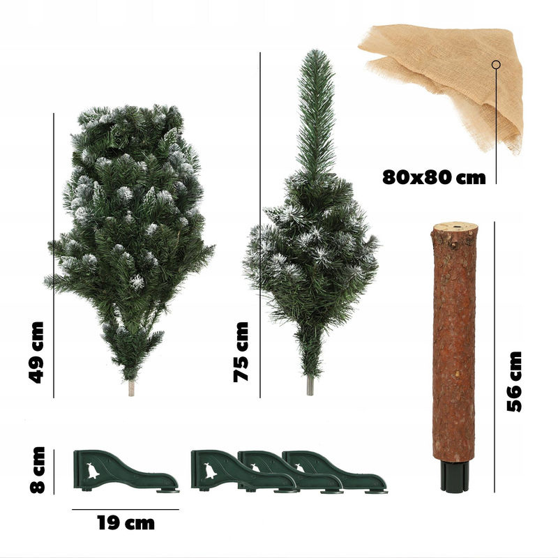 KADAX Künstlicher Weihnachtsbaum Kiefer mit Diamantkristallen und Jute auf Stamm, grün, Höhe: 180 cm - Bild 3