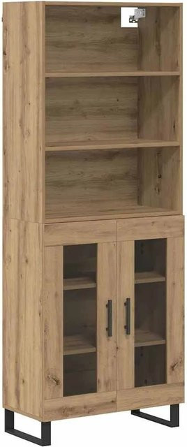 vidaXL Highboard Artisan-Eiche mit Glastüren und Regalböden, Farbe Braun, B/T/H: 69,5 x 34 x 180 cm - Bild 1