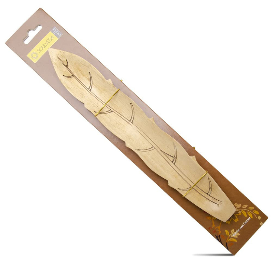 Soulveda Cycle Pure Holz-Agarbatti-Ständer aus Teakholz in Blattform mit Aschefänger, Weiß, Handgemachtes Dekor für Tischaufstellung - Bild 2