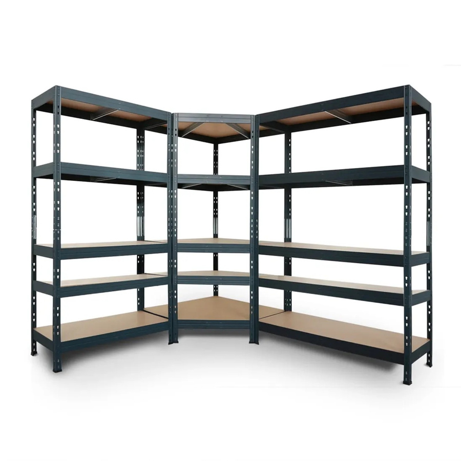 Ar Shelving Eckregal Rivet Set in Anthrazit mit 5 HDF-Böden, B/T/H: 180 x 180 x 210 cm - Bild 2