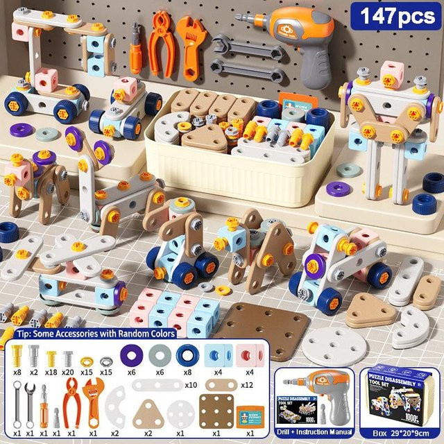 Binchi Outdoor Equipment Kinder Werkzeugset DIY Schraubenmontage, Bausatz, ab 3 Jahren - Bild 1