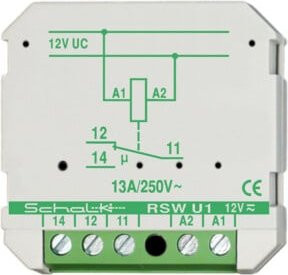 Wöhner Impulsschalter RSW U1 12V DC kompakt in Weiß B/T/H: 4,3 x 4,3 x 1,85 cm - Bild 1