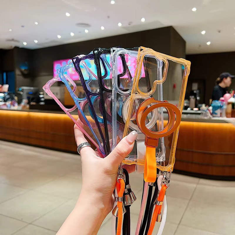 Stoßfeste Magnetische Ringständer-Hülle für Samsung Galaxy mit Crossbody-Tragegurt in Schwarz - Bild 3
