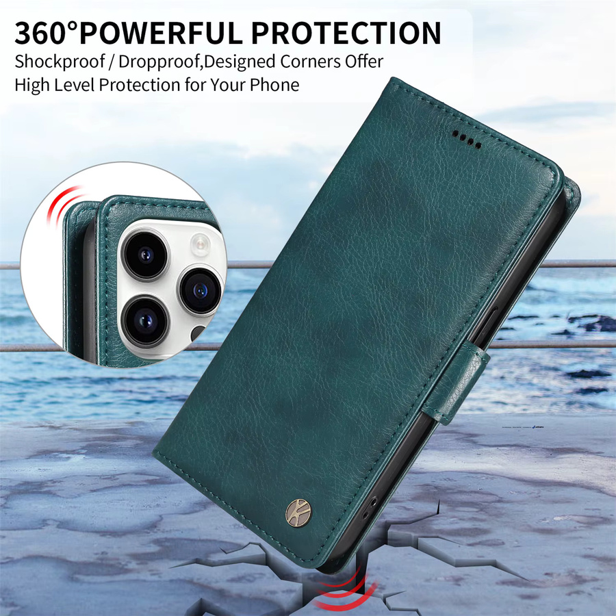 Magnetische Leder-Schutzhülle mit Standfunktion und Brieftaschen-Funktion für Google Pixel 6 7 8 9 Pro und 6a 7a 8a in Gold - Bild 5
