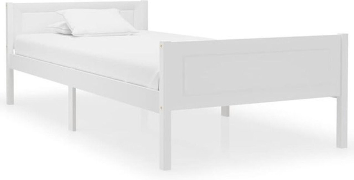 Massivholzbett Vidaxl aus Kiefer in Weiß, Modern und Minimalistisch, B/T/H: 90 x 200 cm - Bild 1