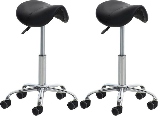 DELUKE 2er Set Sattelhocker VOULI in Schwarz aus Kunstleder mit Rollen, höhenverstellbar und drehbar, ideal für Arztpraxen und Kosmetiksalons - Bild 1
