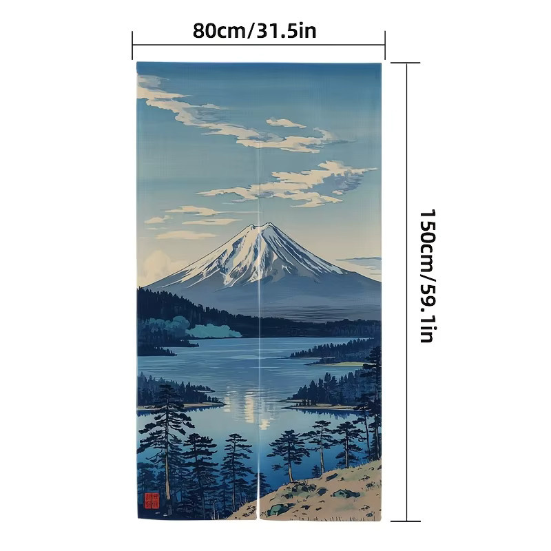 VIKAMA Japanischer Ukiyo-e Türvorhang im Mount-Fuji-Stil, blauer Sichtschutz und Raumteiler für Teeraum oder Flur - Bild 4