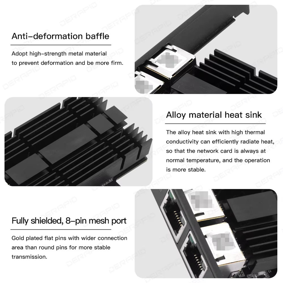 Intel I226 PCIe Netzwerkkarte mit 2,5G Gigabit Ethernet, 2 Ports, Schwarz - Bild 3