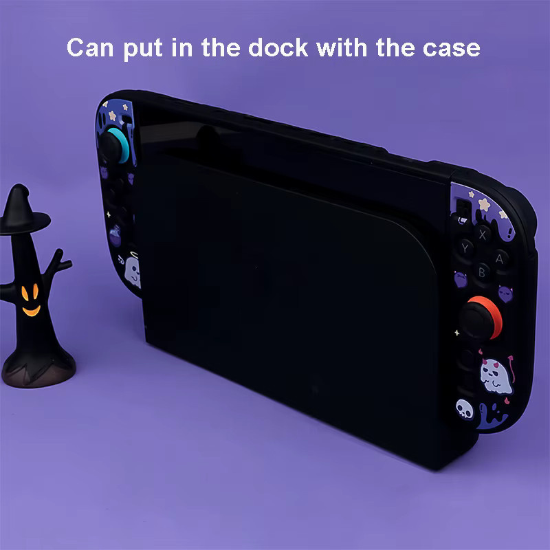 Schutzhülle für Nintendo Switch 2 mit Dockbar und Controller JoyCon Cover Shell in Cool Black Ghost Design - Bild 2
