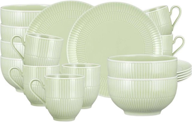 Seltmann Weiden Frühstücks-Set Amina aus Porzellan, 18-teilig, Grün - Bild 1
