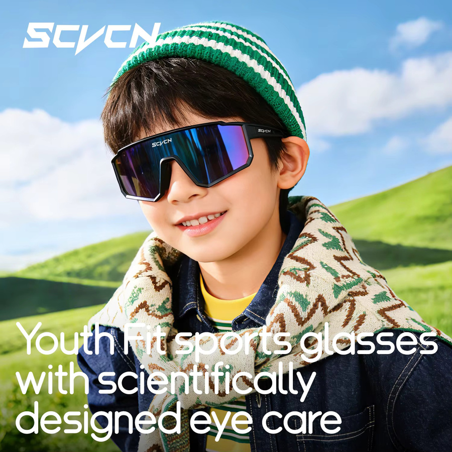 SCVCN Sportsonnenbrille Kinder, Vollrand, Kunststoff, silver, black - Bild 3