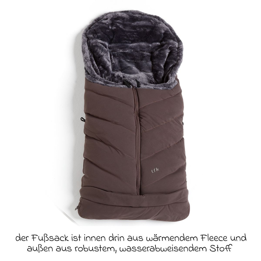 TFK Thermo-Fleece Fußsack mit verlängerbarem Fußteil in Braun - Bild 2