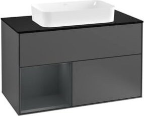 Villeroy & Boch Waschtischunterschrank Finion mit Abdeckplatte, Anthrazit lackiert, B: 100 cm, T: 50,1 cm - Bild 1