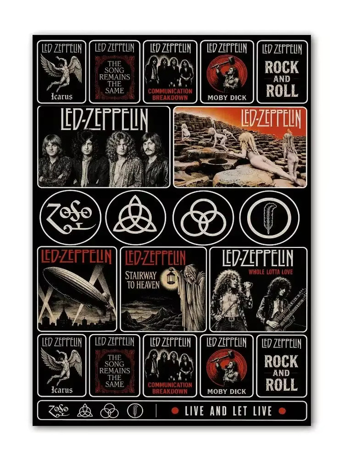 Led Zeppelin Ästhetische Graffiti-Aufkleber aus wasserfestem PVC in Multicolour für Motorrad, Skateboard, Auto, Helm und Notebook, B/H: 20 x 30 cm - Bild 3