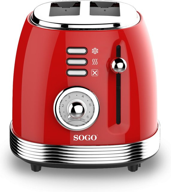 SOGO Retro Serie Toaster in Rot mit Auto-Shutoff - Bild 1
