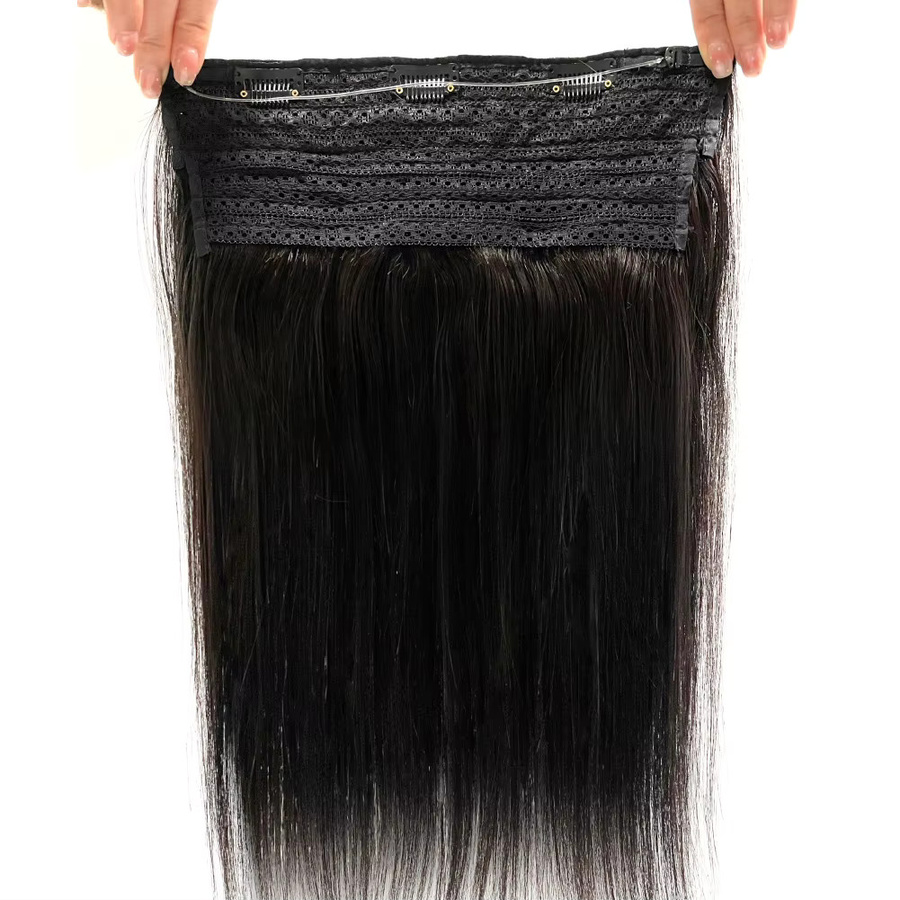 Happy Monday Echthaar-Clip-in-Haarverlängerung, glatt, schwarz, 40,6–66 cm - Bild 5