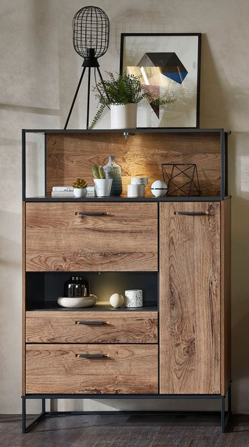 Highboard HARPER in Braun mit MDF-Nachbildung und Metall für dein Wohnzimmer - Bild 1