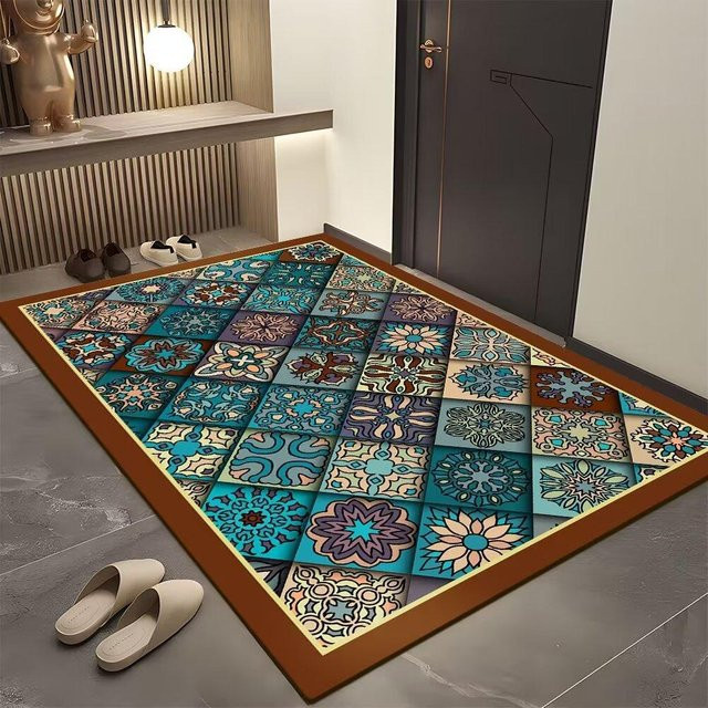 Saugfähige Badezimmerfußmatte im ethnischen Retro-Stil von Yiran Furniture, Mehrfarbig, B/T: 80 x 50 cm - Bild 1