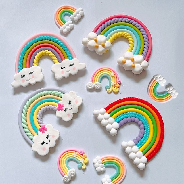 Bunter Regenbogen und Einhorn Kuchen Topper für Kindergeburtstage und Baby Shower Dekorationen in Mehrfarbig - Bild 1