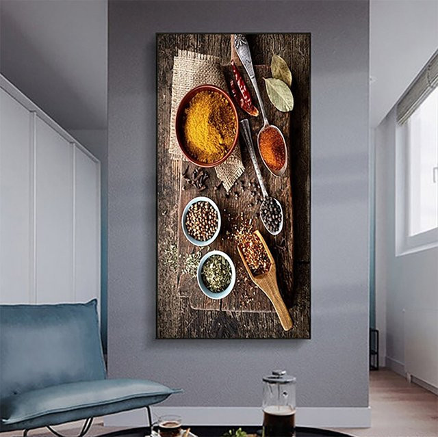 TPFLiving Poster Leinwand Gewürze und Kräuter Illustration Mehrfarbig B: 40 cm, H: 80 cm - Bild 1