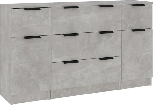 vidaXL 3-teiliges Sideboard-Set aus Holzwerkstoff in Betongrau, minimalistisches Design für Büro und Wohnbereich - Bild 1