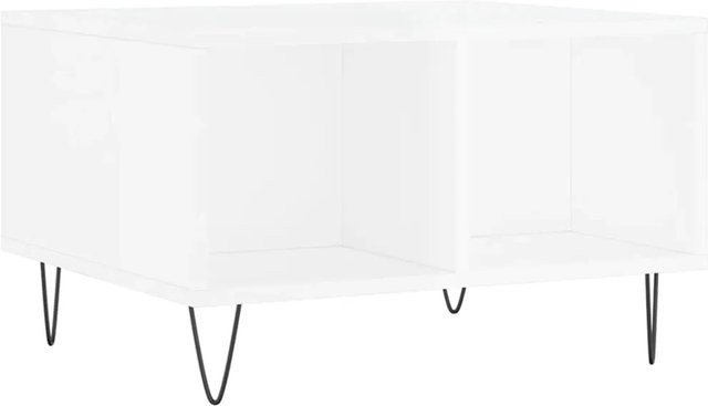vidaXL Couchtisch modern in Hochglanz-Weiß mit Metallbeinen, B/T/H: 60 x 50 x 36,5 cm - Bild 1