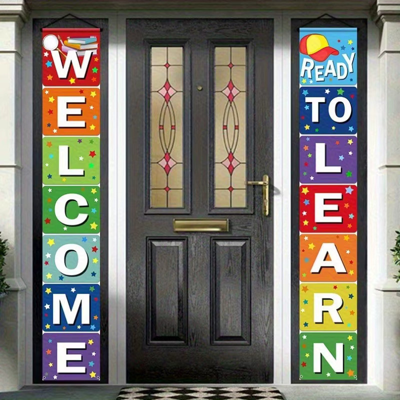 OURFETE Zurück zur Schule Banner, farbenfrohes vertikales Türbanner für Klassenzimmer und Veranda, Multicolor, Breite: 30 cm, Höhe: 180 cm - Bild 3