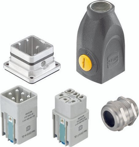 HARTING Steckverbinder-Set 10220030003 Grau Gesamtpolzahl: 5 + PE - Bild 1