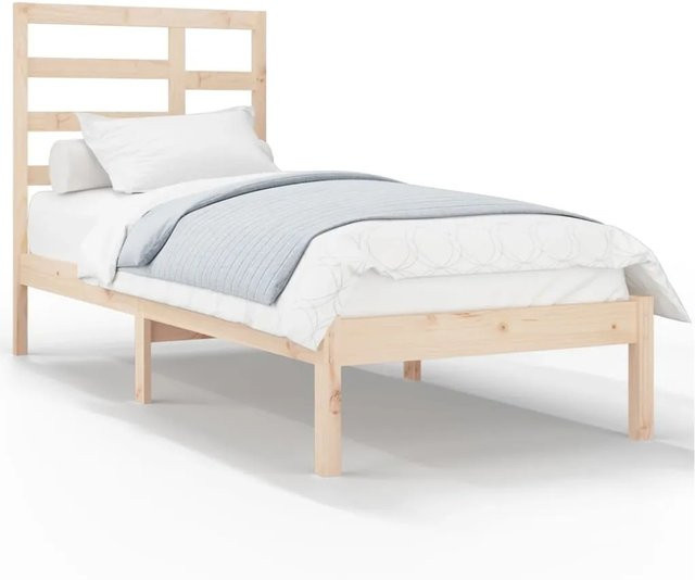 vidaXL Massivholzbett aus Kiefernholz in Braun mit rustikaler Optik, B/T/H: 90 x 190 x 96 cm - Bild 1