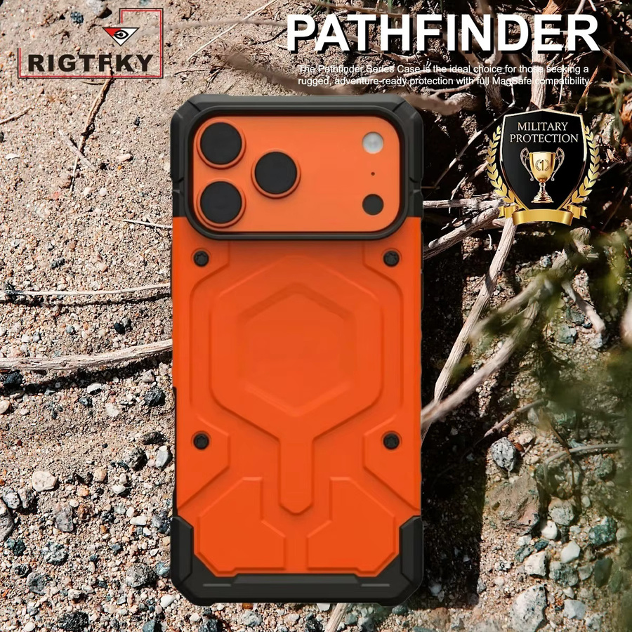 Pathfinder Series Militärische Heavy-Duty Stoßfeste Handyhülle für iPhone 17 Pro Max und 17 Air mit MagSafe Magnetischer Schutzabdeckung in Gelb und Orange - Bild 2