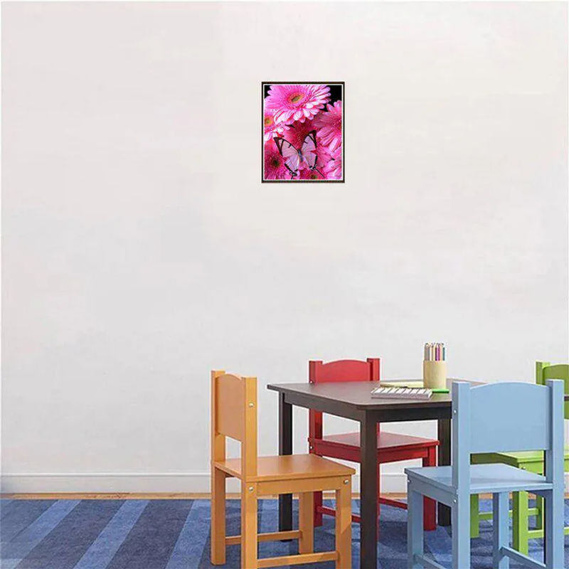 FIYO 5D Diamantmalerei Set mit Blumen und Schmetterlingen in Rosa, B/H: 20 x 30 cm - Bild 2