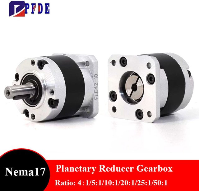 PFDE Nema 17 Planetengetriebemotor mit Drehzahlreduzierer in Silber, Eingangswelle 5mm für Schrittmotoren - Bild 1
